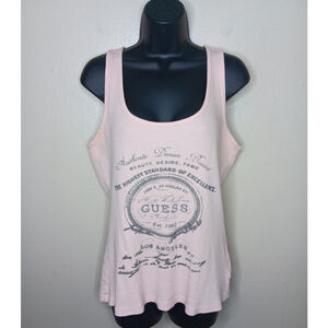 Vintage Y2K Guess Jeans Women's XL Baby Doll Tank Top Pink Rhinestones